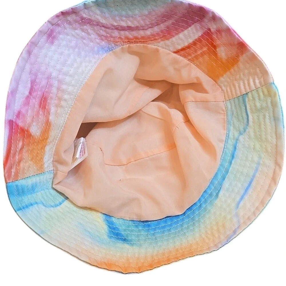 Justice Girl's Pastel Neon Tie Dye Bucket Hat Smiley Face Flower‎ Multicolor